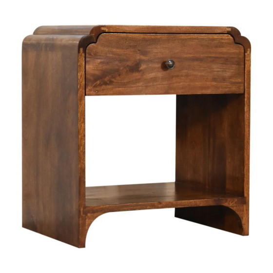 Image 1 of Nachttisch aus massivem Mangoholz mit Kastanienholz-Finish