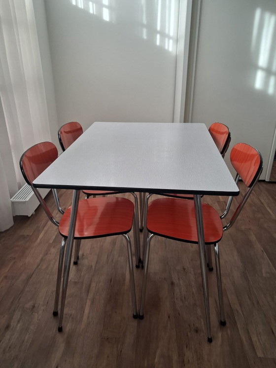 Image 1 of Vintage Formica kitchen chairs with table