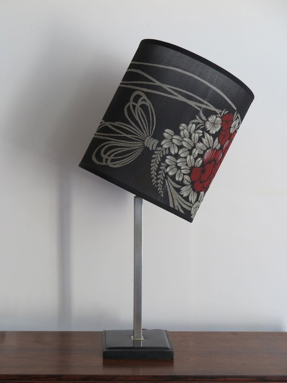 Lampada da tavolo di Delvaux, anni '60 – Lampade da tavolo, Cromo, Seta (photo 2 of 10)