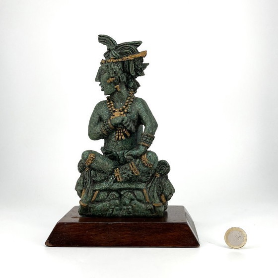 Image 1 of Vintage sculptuur in pre-Columbiaanse stijl – malachietlook (Midden 20e eeuw)