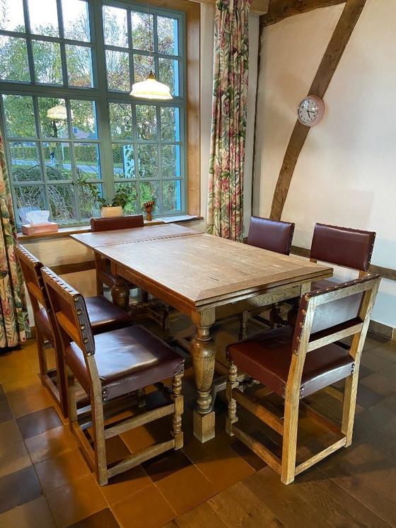 Image 1 of Conjunto de 6 sillas con mesa de comedor, estilo flamenco