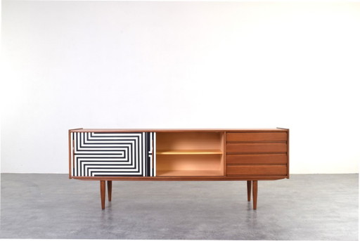 Credenza danese in teak dipinta a mano, stile Op Art, anni '60. – dressoirs, Wood (photo 2 of 16)
