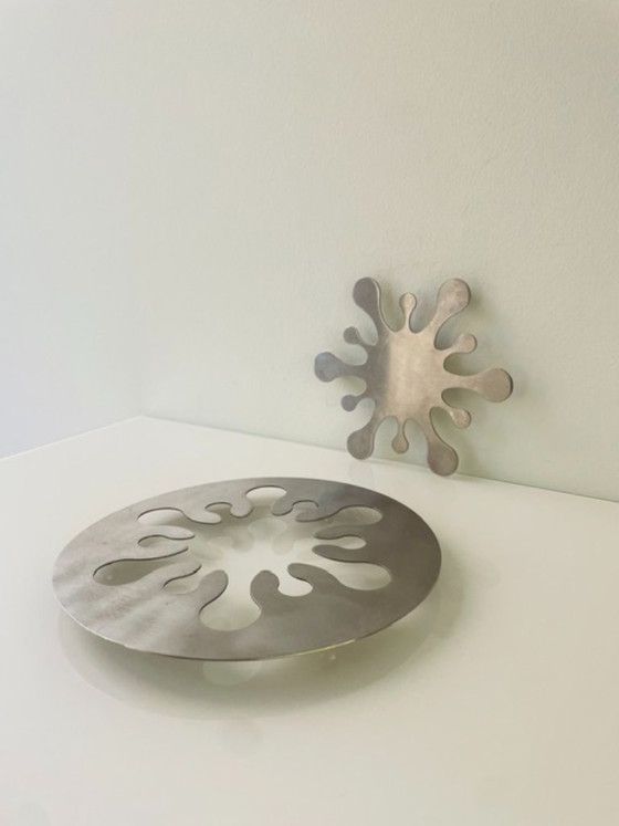 Image 1 of Set di 2 sottobicchieri vintage in metallo – iconico design retrò