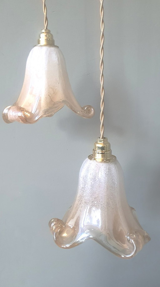 Set aus 2 Vintage-Murano-Pendelleuchten – Mitte des 20. Jahrhunderts – Italien