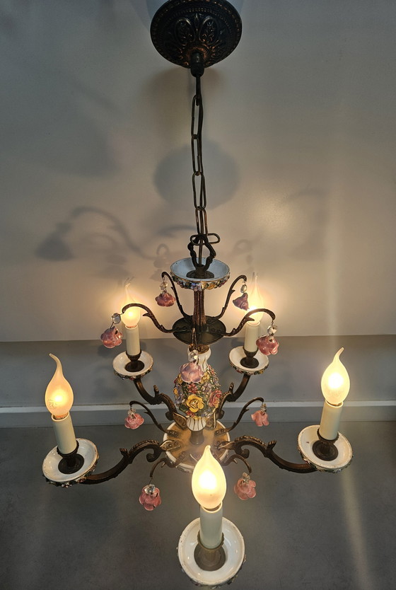 Image 1 of Lámpara de araña italiana Capodimonte