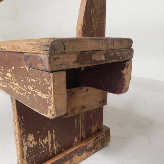 Image 1 of Grenen bank met rugleuning, 2,5 meter lang, jaren 50