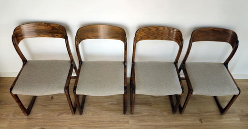 Satz von 4 Baumann „Schlittenstühlen“ aus Bugholz