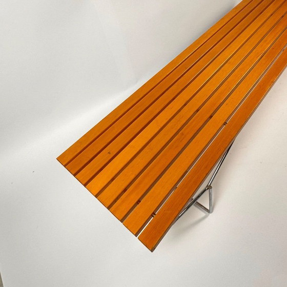 Image 1 of Vintage Bench by Harry Bertoia for Knoll – 1960s – Chrome & Solid Wood