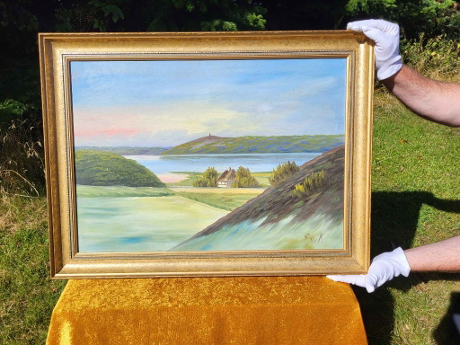 Original Ölgemälde, traditionelle Malerei, Landschaftsmotiv, Himmelbjerget.