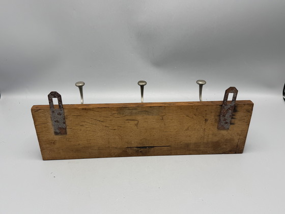 Image 1 of Authentic 1930s coat rack - wood with metal hooks