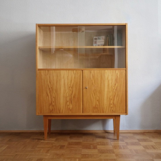 Image 1 of ❤️Hellerau Vitrinekast voor Cultureel Meubels Franz Ehrlich Serie 602 DDR Midden-eeuwse Bauhaus GERESTAUREERD