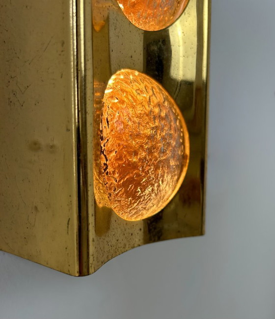 Image 1 of Vintage wall light in brass and bubble glass, France, 1950