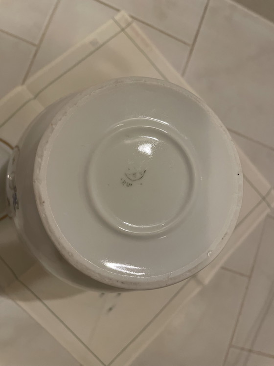 Image 1 of Jarrón alto de porcelana noble con tapa/decoración H 37 cm en blanco de Crown Regent