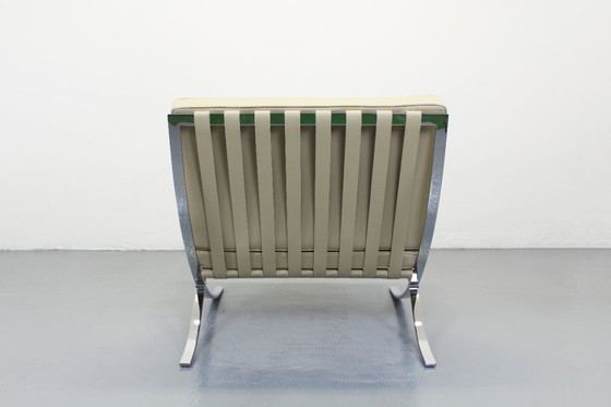 Image 1 of Barcelona Knoll Elfenbeinfarbene Ledersitze von Mies Van Der Rohe Knoll
