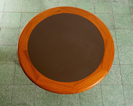 Image 1 of Round teak coffee table with stoneware top