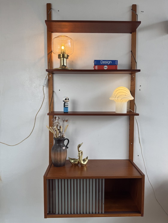 Image 1 of Vintage Modular Wall Unit – Danish Design in Teak with Brass Details