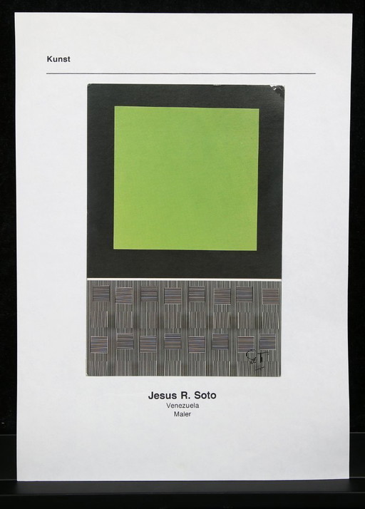 Soto, Jesus - Card for the painting "Green and striped", 1993 - signed by hand