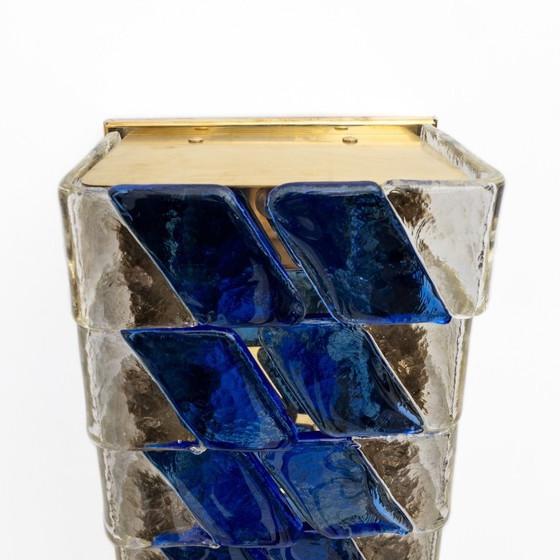 Image 1 of Par de apliques italianos de cristal de Murano y latón de estilo moderno de mediados de siglo