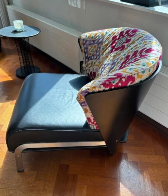 2x Elba chair Cappellini - design Franco Raggi 1983, Armchairs, Leather, Metal, Black (photo 3 of 5)