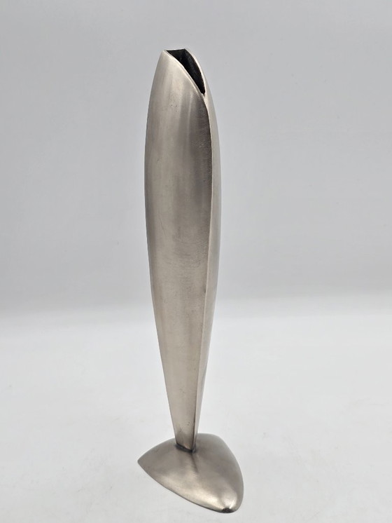 Image 1 of Vintage industriële massief RVS vaas