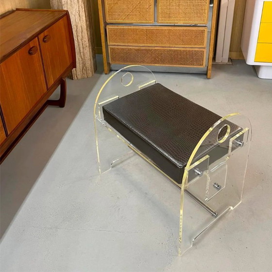 Image 1 of Lucite Eitelkeit Hocker Bank mit neuen Faux Schlangenhaut Polsterung