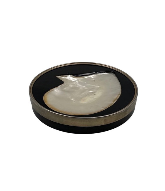 Hollywood regency shell vide poche, Italy 1970, Decorative Objects, Metal, Other, Black, Mid Century Modern (photo 10 of 13)