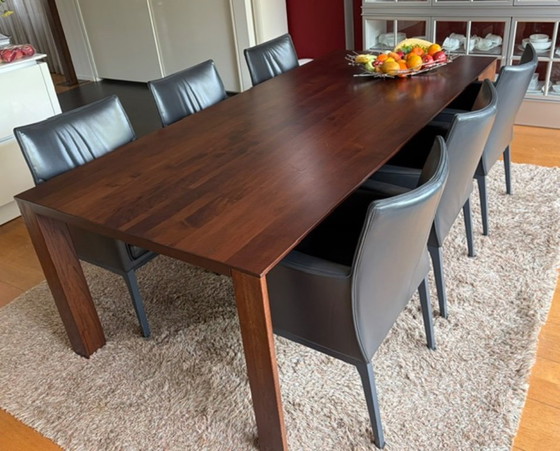 Image 1 of Elegant set of 6 leather dining/meeting chairs Wittmann