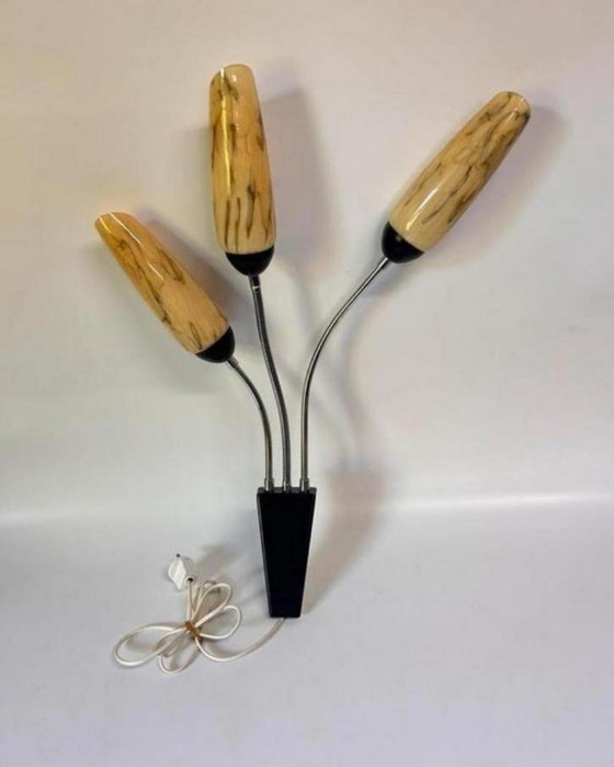 Image 1 of Applique murale vintage milieu du siècle, verre marbré, structure chromée