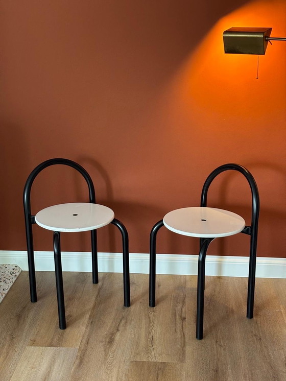Image 1 of Vintage Memphis period chairs/stools with backrest