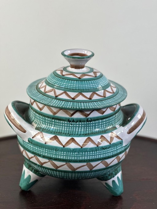 Ceramic tripod pot / tureen signed Robert Picault 1960'S