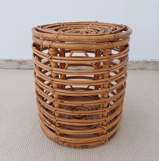 Sgabello Contenitore in Bamboo Anni '60