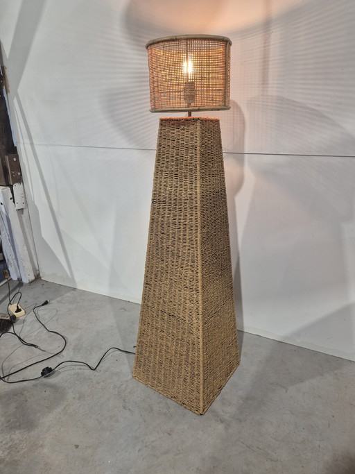 Vintage Japandi rope floor lamp.
