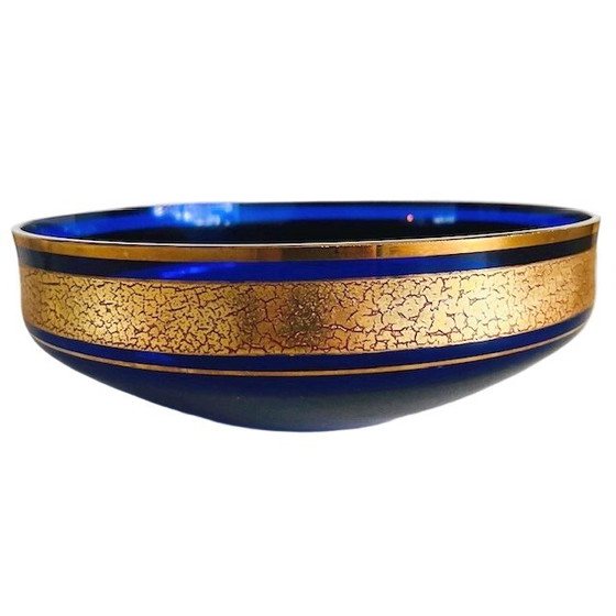 Image 1 of Vintage Barthman kobalt blauw schaal kristal gouden ring 1940's