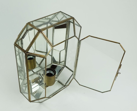 Image 1 of 1970s 1980s SCONCE wandlamp manfred fenske leuchten glass mirrored glass metal