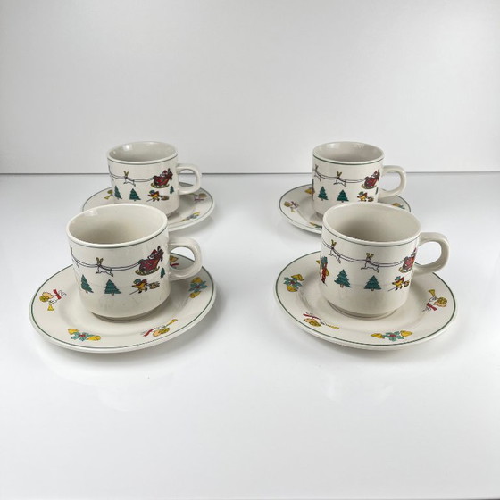 Image 1 of set per 4 persone tazza da caffè/tè natalizia , 1980