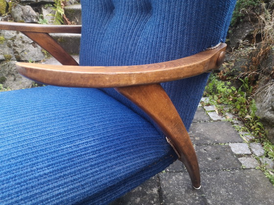 Poltrona a pozzetto vintage–Scandinavo/Mid-Century – Poltrone, Wood, Textile (photo 5 of 18)