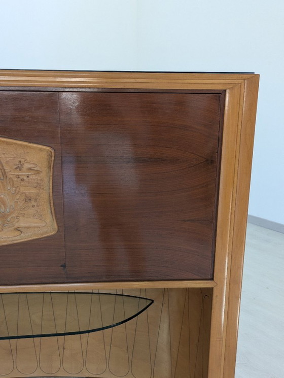 Image 1 of Dassi - Vittorio Dassi - Table d'appoint - Cristal, Bois, Laiton - Intérieur miroir