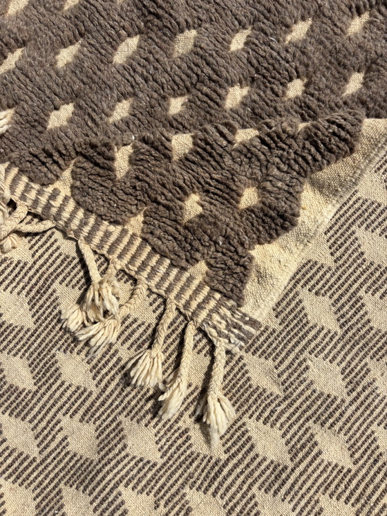 Image 1 of Tapis de laine marocain Boho 180x270 cm - Tons neutres avec motifs de losanges