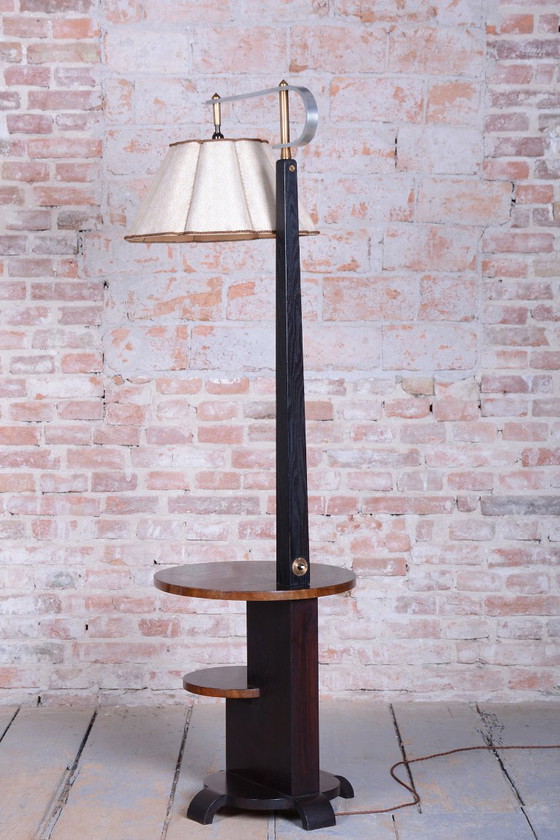 Restaurierte Art-Deco-Tischlampe, Kobaltglas, Opal-Lampenschirm, Tschechien, 1920er Jahre – Stehleuchten (photo 14 of 14)
