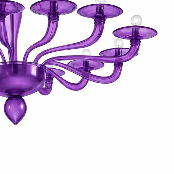 Image 1 of Italian Contemporary Violet Murano Style Glass Chandelier