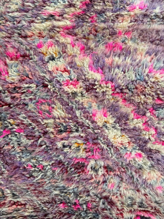 Image 1 of Boujad tapijt 210x390 cm – Vintage Marokkaans tapijt – Groot handgemaakt wollen vloerkleed