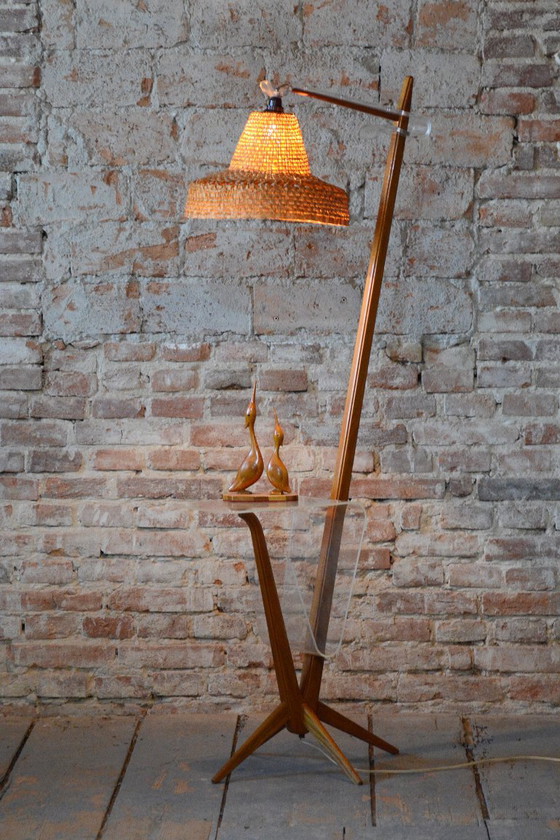 Restaurierte Mid-Century Stehlampe von Krásná Jizba, Buche, Rattan, Tschechisch, 1950er Jahre – Stehleuchten (photo 8 of 15)