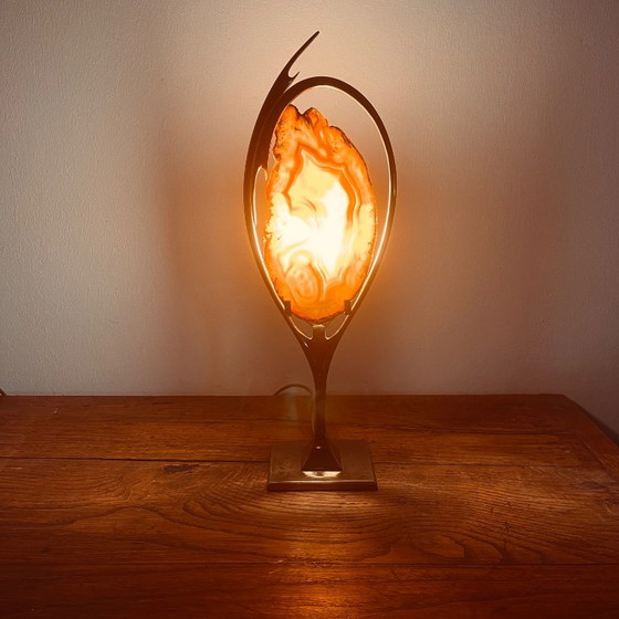 Vintage Brass and Agate Lamp, Willy Daro Style – Table lamps, Stone (photo 3 of 7)