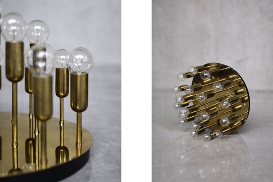 Image 1 of Vintage Atomic Mid-Century German Modern Brass Ceiling Lamp or Wall Sconce for 19 Bulbs from Cosack Leuchten, 1960s