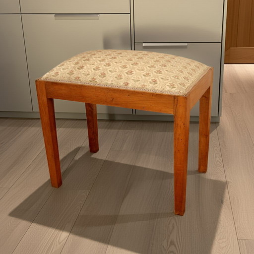 Sgabello-panca vintage in legno massello di noce, anni &#39;50-&#39;60