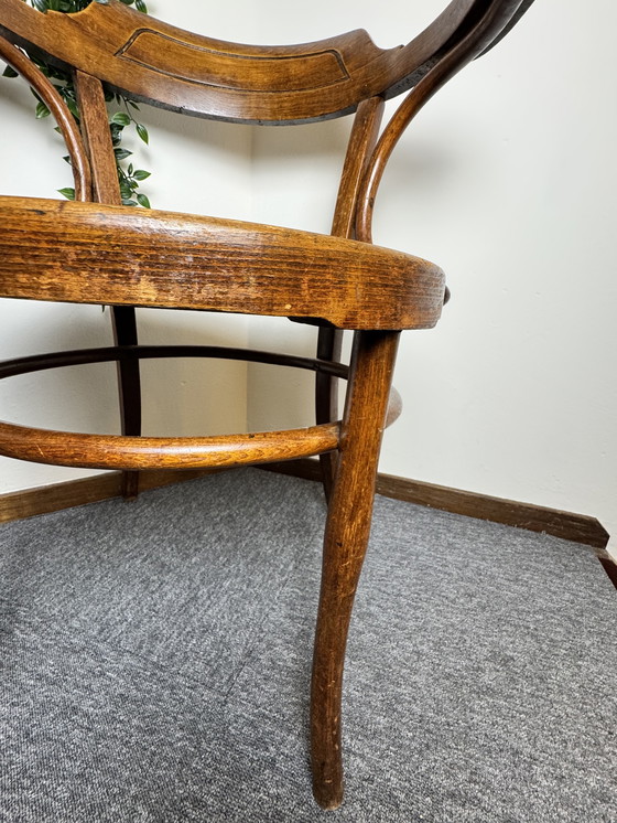Image 1 of Origineel duo vintage bentwood armstoelen – Thonet (Bieletz-Mistelbach, ca. 1920) & Fischel (Czechoslovakia, ca. 1950)