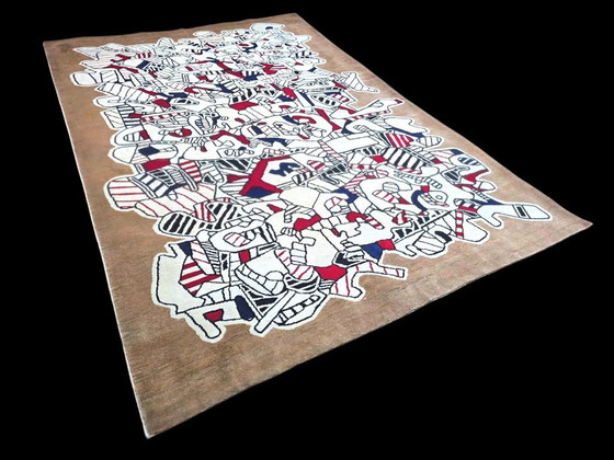 Handgeknoopt wollen tapijt – Abstracte kunst geïnspireerd op Jean Dubuffet (305 x 200 cm) (photo 4 of 11)