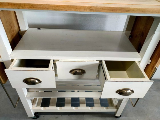 Image 1 of Carrello da cucina retrò, tavolo da lavoro da cucina "a doppia ala"