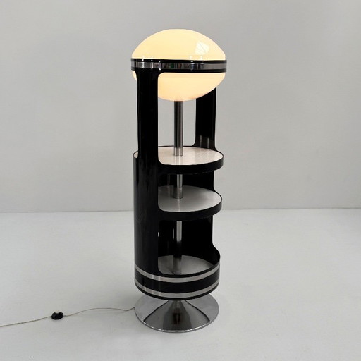 Drehbarer Barschrank mit Lampe im Stil von Joe Colombo, 1960er Jahre
