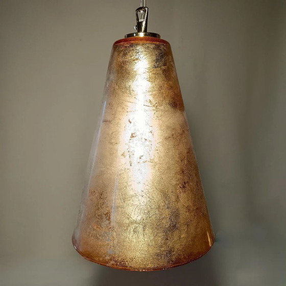 Image 1 of Ceiling Pendant Light (1 of 2), Mid Century Modern, Minimalist, Post Modern, Architectural Lighting, RUGGIU-Italy, Murano Gold G